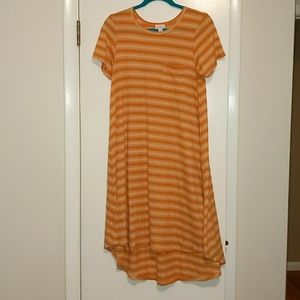 Lularoe Carly Orange ribbed horizontal stripe